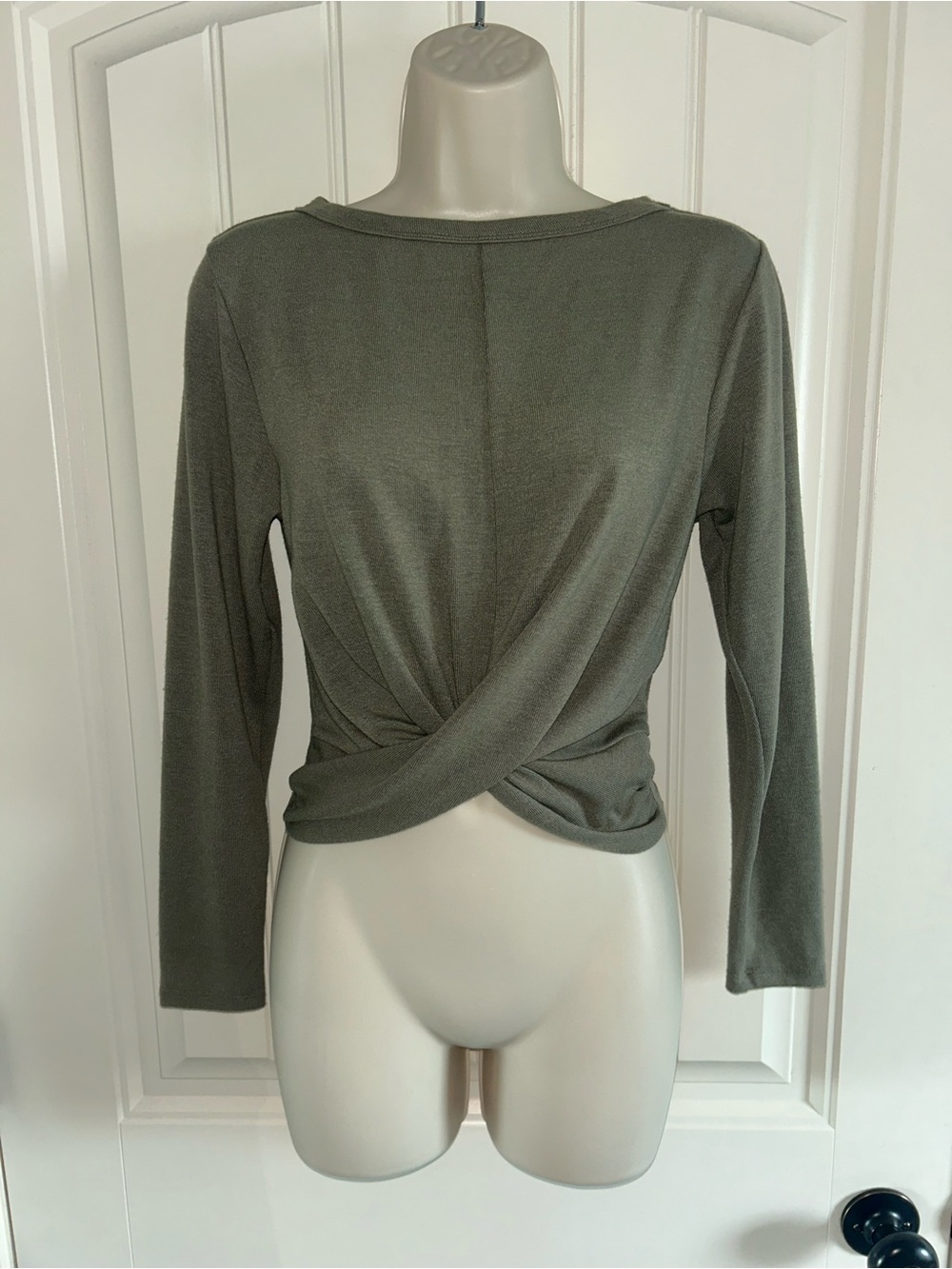 Lush Olive Green Long Sleeve Twist Front Top